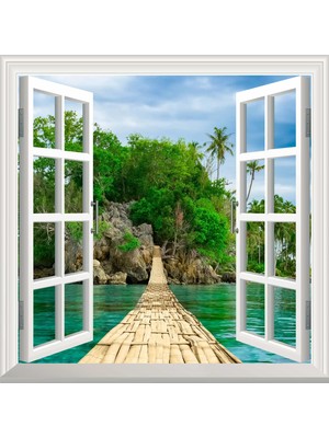 Sticker Art Pencere Poster Duvar Kağıdı Ada Yol Yapışkanlı Sticker