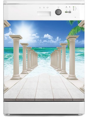 Sticker Art Bulaşık Makinesi Sticker Kaplama Beyaz Eşya Kaplama Sütun Deniz