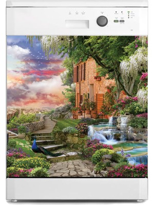 Sticker Art Bulaşık Makinesi Sticker Kaplama Beyaz Eşya Kaplama Antik Şelale