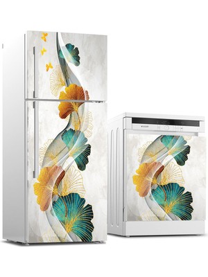 Sticker Art Buzdolabı ve Bulaşık Makinası Beyaz Eşya Sticker Kaplama Modern Sanat