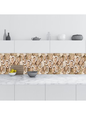 Sticker Art Mutfak Tezgah Arası Folyo Fayans Kaplama Folyosu 3D Daire Çiçek 60X100 cm