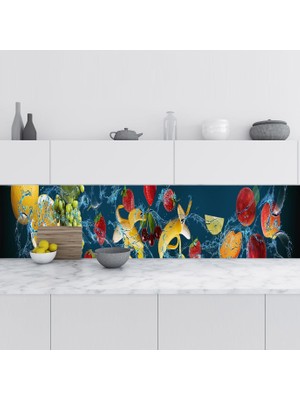 Sticker Art Mutfak Tezgah Arası Folyo Fayans Kaplama Folyosu Meyveler 60X200 cm