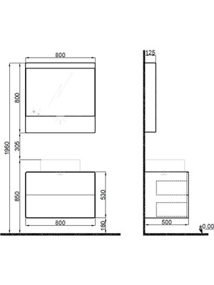 Kale Edge 80 cm Antrasit-Mocha Perla Banyo Dolabı Takımı (Lavabo Hariç)