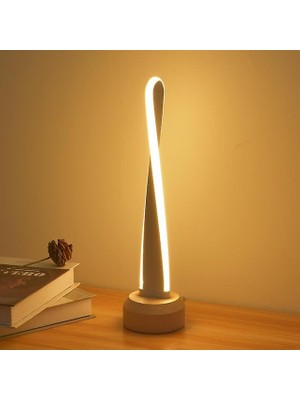 Xinh Akıllı Ahşap LED Gece Lambası Masa Lambaları Modern Beyaz Başucu Yaratıcı USB Yatak Odası Oturma Odası Dekor Gece Lambası Ahşap Baz (01) (Yurt Dışından)