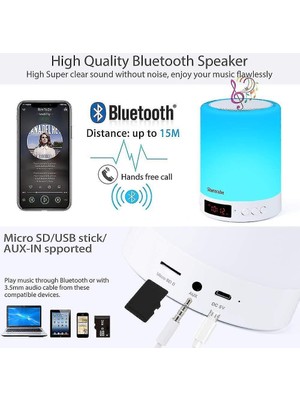 Xinh Lambalar Dokunmatik Başucu Lambası Bluetooth Hoparlör Işık Müzik Saati Alarm Radyo All-In-One En Iyi (Yurt Dışından)