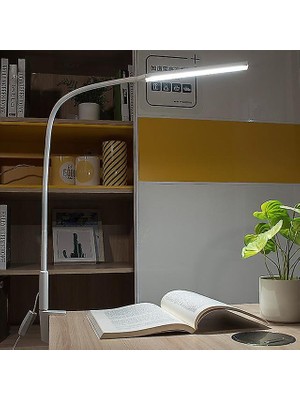 Xinh Uzun Kol Masa Lambası Klip Ofis LED Masa Lambası USB Göz Koruyucu Lamba Yatak Odası LED Işık 5-Seviye Parlaklık ve Renk 10 W (Yurt Dışından)