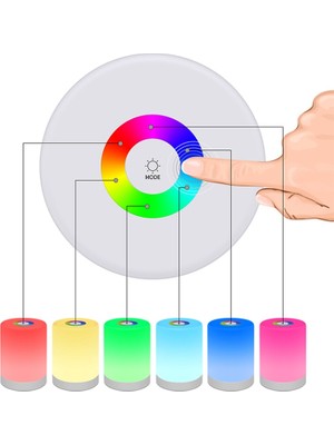 Xinh LED Gece Işık Taşınabilir Masa Başucu Lambaları Şarj Edilebilir Sıcak Beyaz Işık ve Renk Değiştirme Rgb Akıllı Dokunmatik Renkli Lamba | Gece Işıkları (Yurt Dışından)