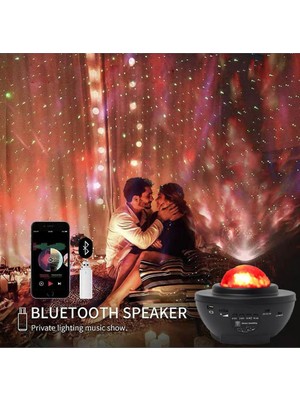 Yıldız Projektörü Işık USB Bluetooth Müzik Atmosfer Işık(Yurt Dışından)