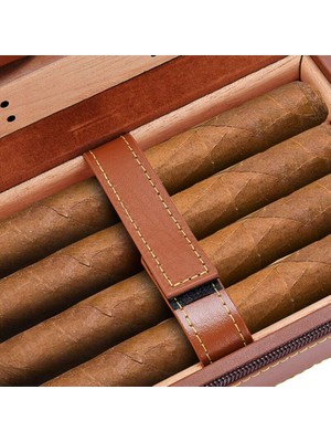 Puro Depolama Puro Humidors Puro Neme Durumda Taşınabilir Cedar Ahşap Deri Seyahat Neme Nemlendirici Set Hediye Kutusu | Puro Aksesuarları