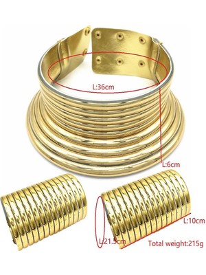 Takı Seti Afrika Kabile Altın Yaka Abartılı Kadınlar Kolye Bilezik Sergi Için El Yüzük Gerdanlık (Yurt Dışından)