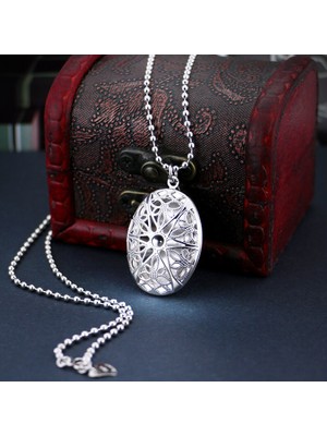 Büyük Yumurta Şekli Fotoğraf Kutusu Çerçeve Kolye Kolye Oval Charms Yüzer Locket Kolye Kadın Erkek Moda Anıt Gümüş Takı | Kolyeler