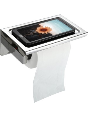 Banyo Paslanmaz Çelik Tuvalet Rulo Tutucu Duvara Montaj Wc Kağıt Telefon Tutucu Doku Kutuları Mutfak Kağıt Havlu Tutucu | Kağıt Tutucular (Gümüş)