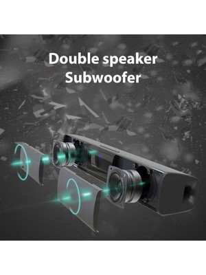 Ev Sineması Uzun Soundbar Fm Radyo Subwoofer Stereo Kablosuz Bluetooth Hoparlör | Taşınabilir Hoparlörler (Siyah)(Yurt Dışından)