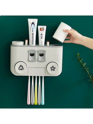 Çok Işlevli Diş Fırçası Tutucu Depolama Diş Macunu Kozmetik Toz Geçirmez Banyo Aksesuarları Uygun Diş Macunu Dispenseri
