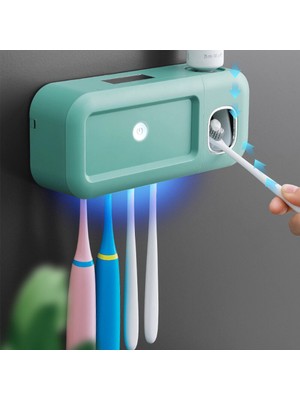 Duvara Monte Güneş Ultraviyole Akıllı Elektrikli Diş Fırçası Tutucu Diş Macunu Dispenseri Dezenfekte Ediyor Temiz Depolama Raf Banyo | Diş Fırçası ve Amp;diş Macunu Tutucular