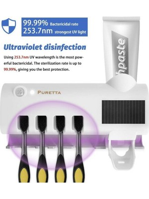 Duvara Monte Otomatik Diş Macunu Dağıtıcı Ultraviyole Dezenfeksiyon Diş Fırçası Tutucu Banyo Aksesuarları Diş Fırçası Depolama