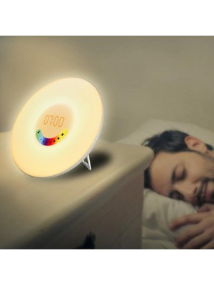 Xhang Benzersiz Renkli Yatak Odası Uyandırma Rgb LED Sunrise Simülasyon Çalar Saat Işık(Yurt Dışından)