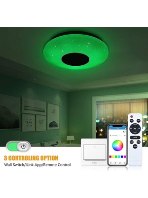 Xhang Lambalar Akıllı LED Tavan Işık 32 W 40.5 cm Tavan Lambası Bluetooth Hoparlör Rgb Renk Sıcaklığı