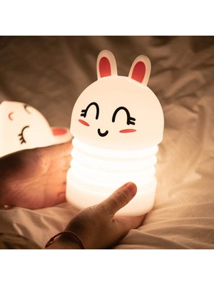 Xhang Uonlytech Silikon Tavşan Lambası Renkli Bunny Başucu Gece Işık Masaüstü Hayvan LED Lamba Bebek Bebek Uyku Masası Lamba Yatak Odası Gece Lambası(Yurt Dışından)