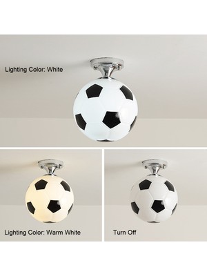 Xhang 20 cm Futbol Tavan Lambası Futbol LED Tavan Lambası Kapalı Bar Çocuk Yatak Odası Yatak Odası Aydınlatma Erkek Lamba Lambası Ev Siyah