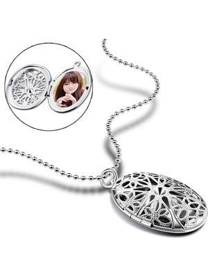 Xhang Büyük Yumurta Şekli Fotoğraf Kutusu Çerçeve Kolye Kolye Oval Charms Yüzer Locket Kolye Kadın Erkek Moda Anıt Gümüş Takı | Kolyeler