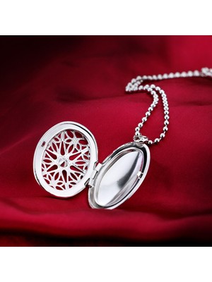 Xhang Büyük Yumurta Şekli Fotoğraf Kutusu Çerçeve Kolye Kolye Oval Charms Yüzer Locket Kolye Kadın Erkek Moda Anıt Gümüş Takı | Kolyeler