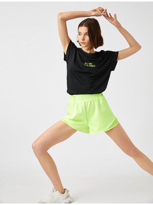 Koton Slogan Baskılı Tişört Kısa Kollu Bisiklet Yaka