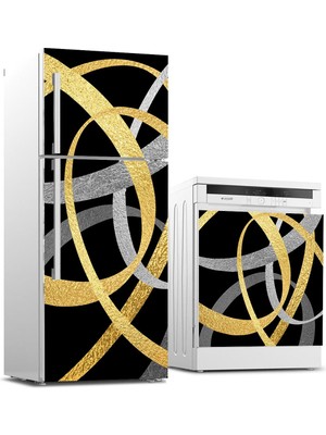 Sticker Art Buzdolabı ve Bulaşık Makinası Beyaz Eşya Sticker Kaplama Soyut Desen