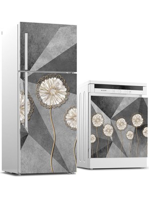 Sticker Art Buzdolabı ve Bulaşık Makinası Beyaz Eşya Sticker Kaplama Üçgen Karahindiba