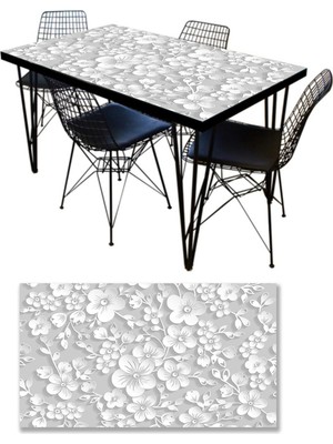 Sticker Art Masa Kaplama Folyosu Mobilya Masa Kaplama Folyoları 3D Gri Çiçek