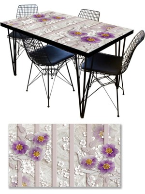 Sticker Art Masa Kaplama Folyosu Mobilya Masa Kaplama Folyoları Mor Çiçek Arkaplan