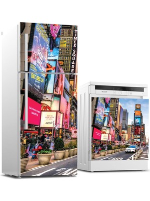 Sticker Art Buzdolabı ve Bulaşık Makinası Beyaz Eşya Sticker Kaplama Times Newyork
