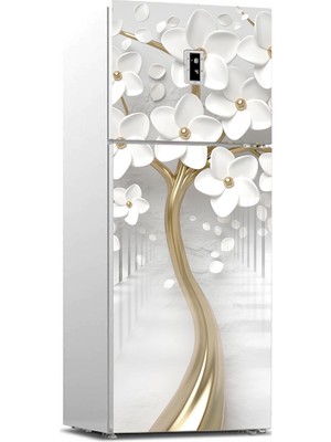 Sticker Art Buzdolabı Sticker Kaplama Dolap Kaplama Etiketi 3D Beyaz Ağaç