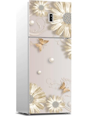 Sticker Art Buzdolabı Sticker Kaplama Dolap Kaplama Etiketi Mücevher Papatya
