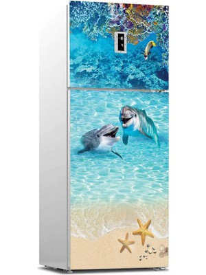 Sticker Art Buzdolabı Sticker Kaplama Dolap Kaplama Etiketi Yunus Balığı Deniz