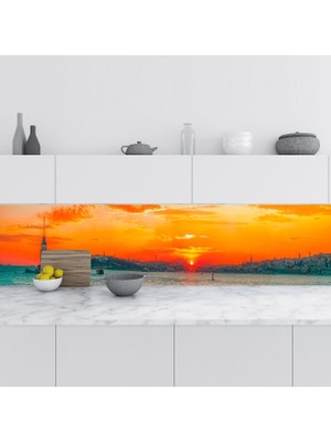 Sticker Art Mutfak Tezgah Arası Folyo Fayans Kaplama Folyosu Istanbul Gün Batımı 60X500 cm