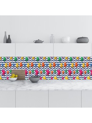 Sticker Art Mutfak Tezgah Arası Folyo Fayans Kaplama Folyosu Renkli Yıldızlar 60X100 cm