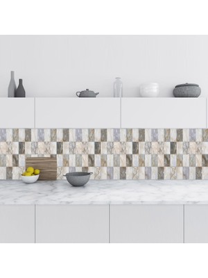 Sticker Art Mutfak Tezgah Arası Folyo Fayans Kaplama Folyosu Soyut Mermer Taş 60X400 cm