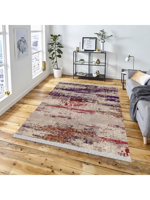 Decoser Halı Dekoratif Kilim Makinada Yıkanabilir Dijital Baskılı Eskitme Desenli Kaymaz Tabanlı Salon Koridor Mutfak Halısı NOVA-4025