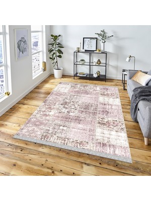 Decoser Halı Dekoratif Kilim Makinada Yıkanabilir Dijital Baskılı Krem Etnik Desenli Kaymaz Tabanlı Salon Koridor Mutfak Halısı SAHRA-8005