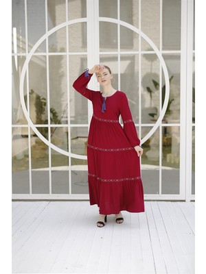 Kadın Yazlık Uzun Pamuklu Otantik Elbise - Esra Kandemir