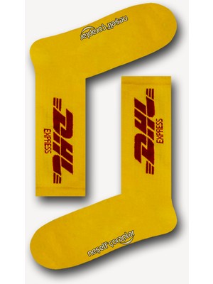 Neşeli Çoraplar Turuncu Dhl Express Desenli Atletik Erkek Çorap