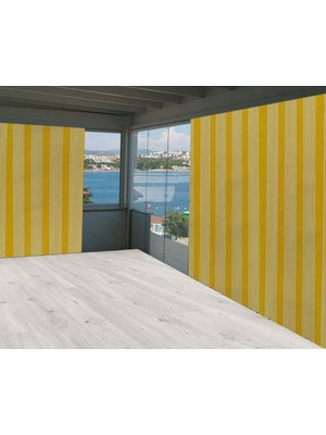 Ceylan Home Balkon Perdesi Sarı Ince Çizgili 425X250