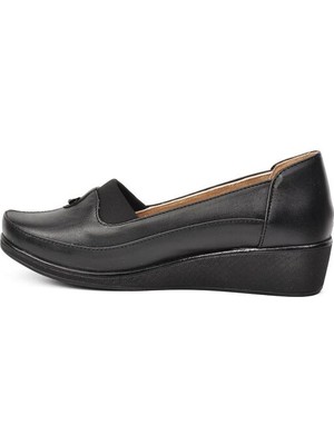Pabucmarketi Siyah Comfort Içi Deri Kadın Günlük Ayakkabı