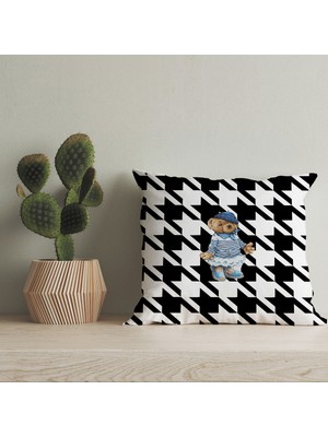Ladies Home Teddy Bear Çift Taraf Dijital Baskılı Kırlent Kılıfı