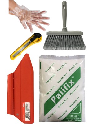 Palifix 5li Süperr Set Duvar Kağıdı Uygulama Seti Yapıştırıcısı /100 Gram Tutkal/spatula/fırça/falçata/eldiven