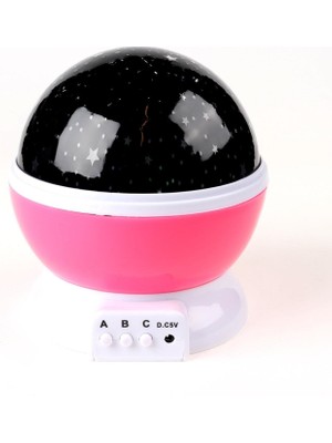 Pazariz Gökyüzü Dönen Gece Lambası Dönen Işıklı Küre Pembe