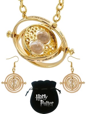 Abbsee Time Turner Kolye Küpe Set Hermione Granger Kum Saati Zamanda Yolculuk Kolyesi Harry Potter