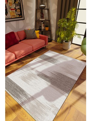 10 Post Online Modern Eskitme Gri Dijital Baskı Halı Kaydırmaz Ince Yıkanabilir