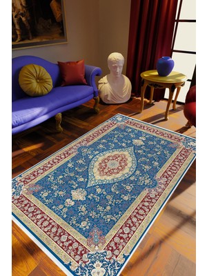 10 Post Online Salon Halısı Salon Halısı Eskitme Mavi Bordo Ekru Kaydırmaz Kesme Yıkanabilir Ince Halı Tüysüz Kilim